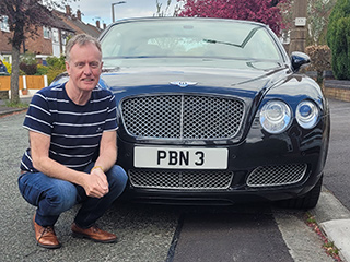 Paul Nolan with the number plate PBN 3