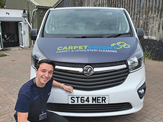 Jamie Lester (Carpet Bright UK) with the number plate ST64 MER