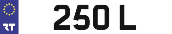 250 l number plate