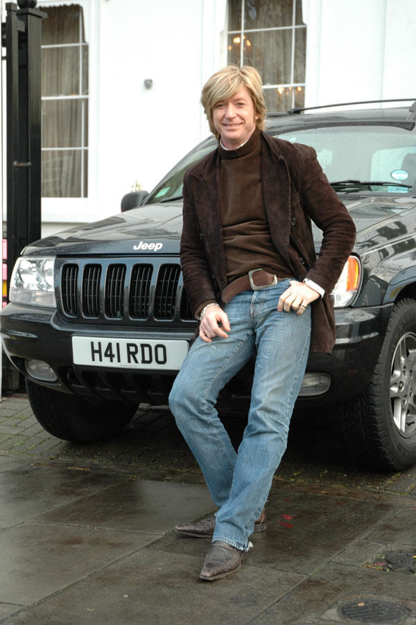 Nicky Clarke with his H41 RDO hairdo number plate